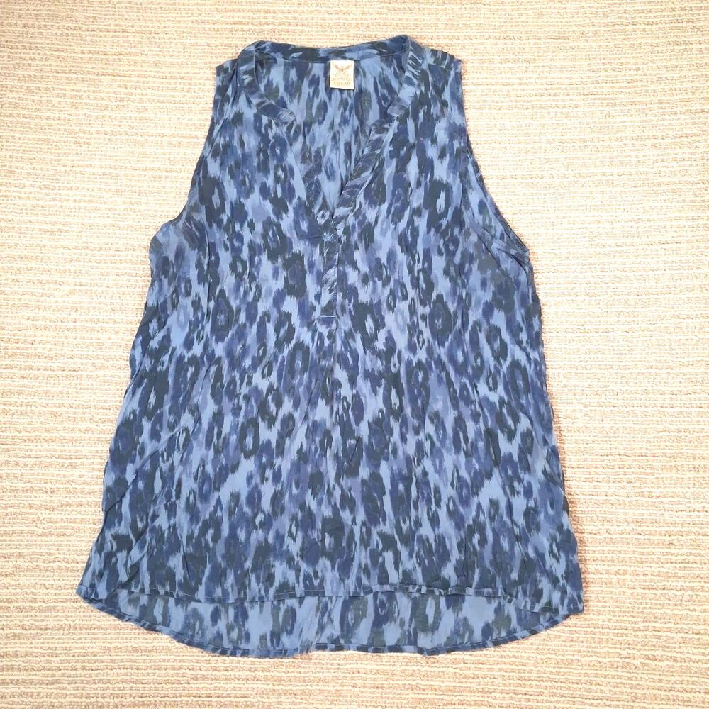 apt 9 womens large tank top floral plaid blue black geometric sleeveless shell